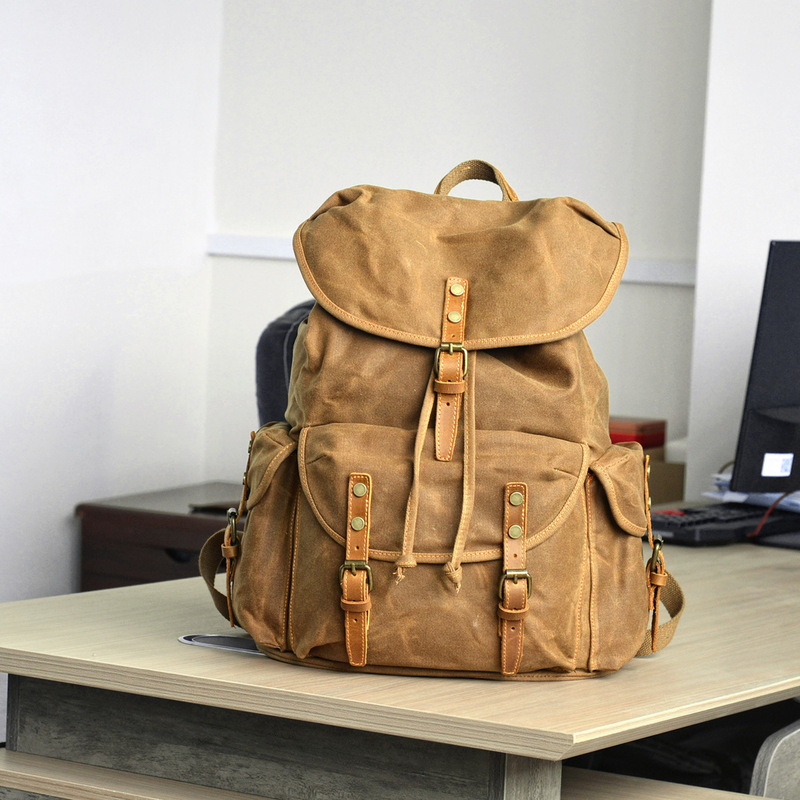 Retro soft wax canvas large ca - Canvas Backpack Casual 评论和价格